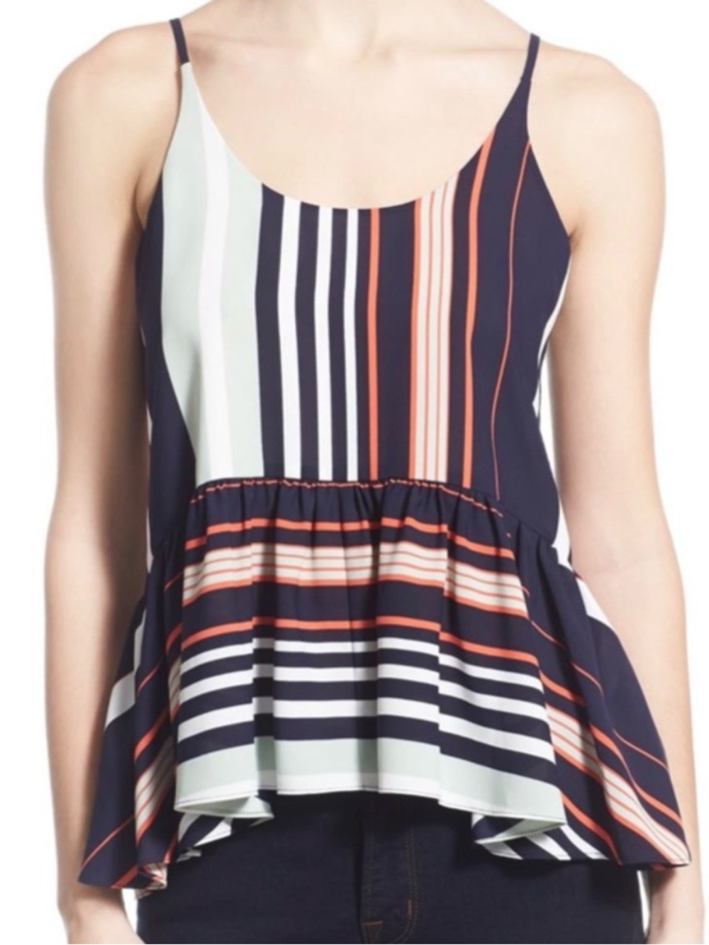 Brand New Rebecca Minkoff Striped Peplum Cami Top Size XS